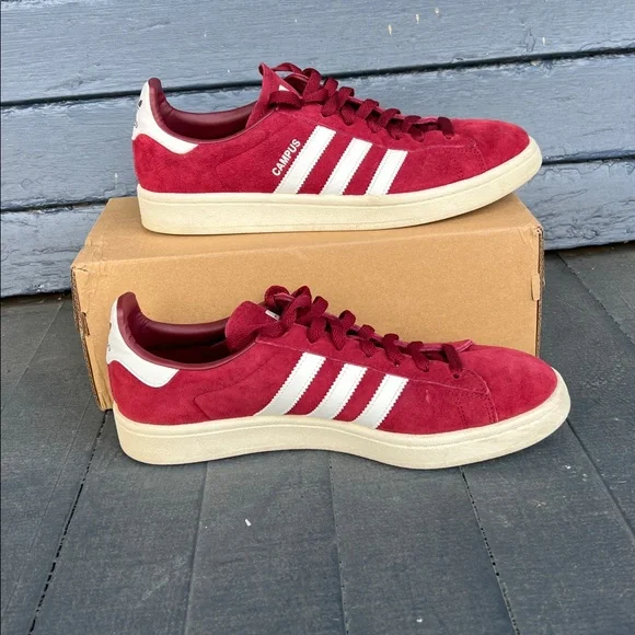 Adidas Campus Burgundy Suede Shoes - Picture 3 of 7